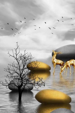 石来运转玄关装饰画图片3543x7087dpi150psd模版下载