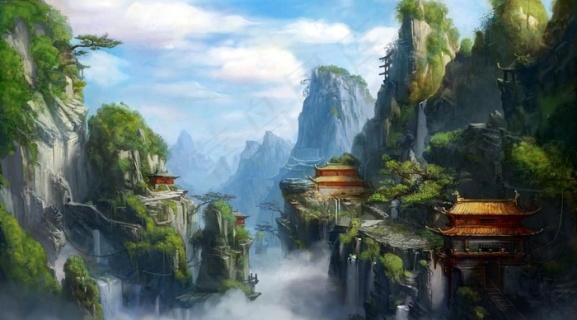 水墨仙山游戏背景1920700pxpsd模版下载