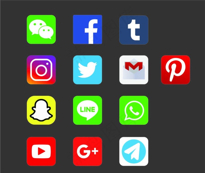 外网社交app图标图片cdr矢量模版下载
