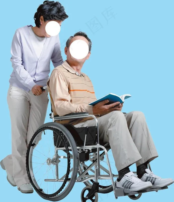 推着轮椅的老人图片