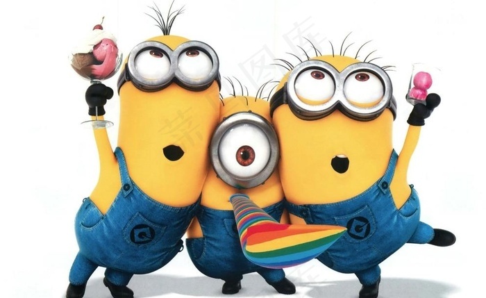 三个小黄人桌面图片