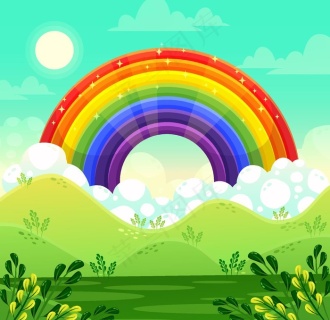 卡通儿童节精美彩虹桥图片ai矢量模版下载