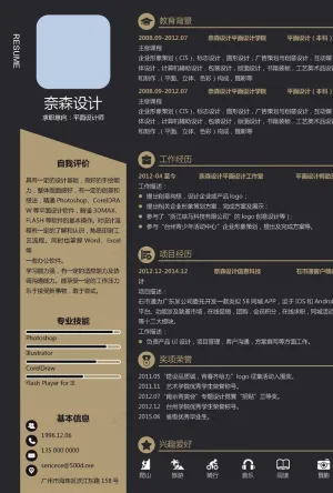 平面个人简历 设计个人简历图片预览图