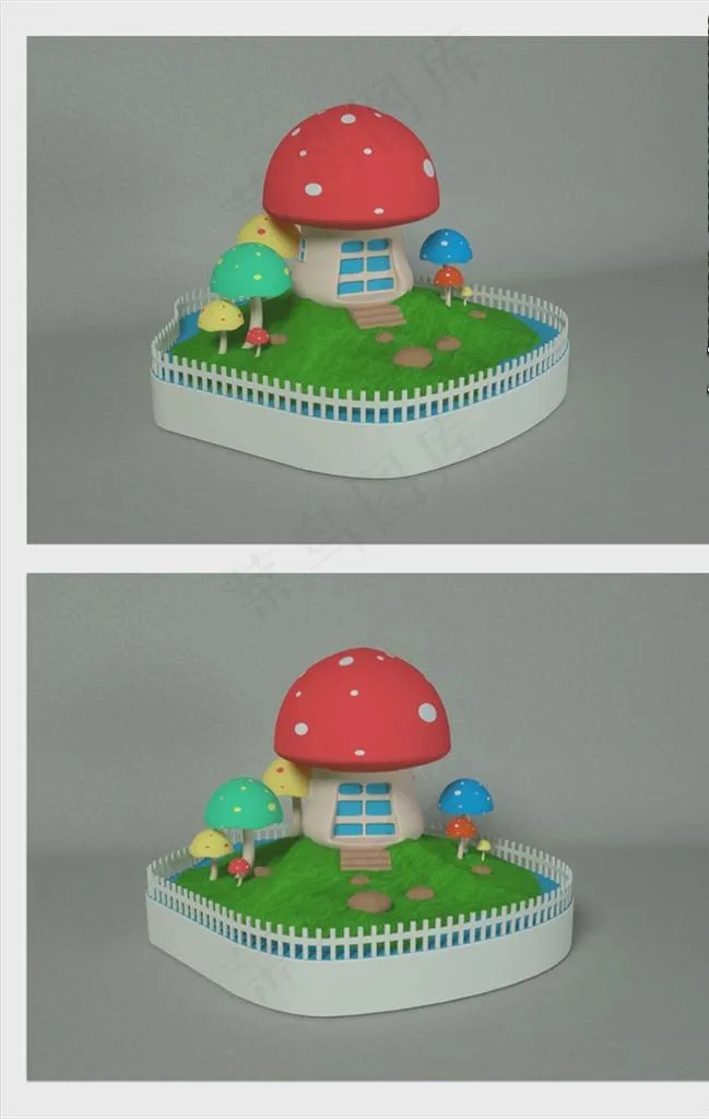 蘑菇房子美陈设计图片