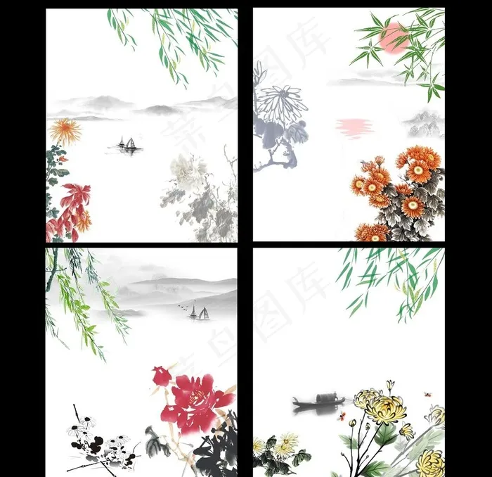 中国风国画菊花素材图片