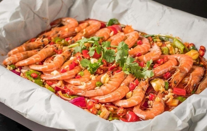 特色纸包虾图片