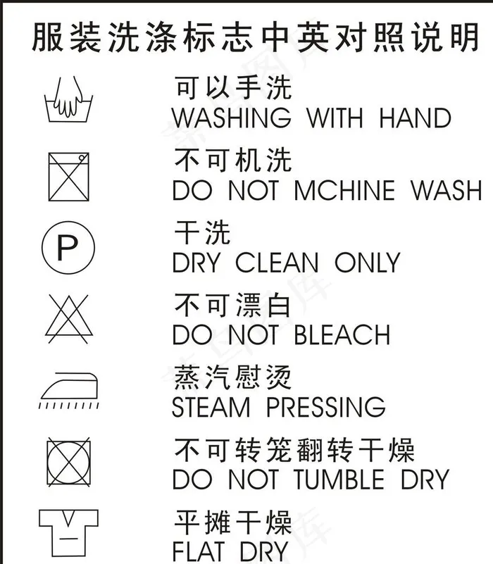 洗涤标志图片