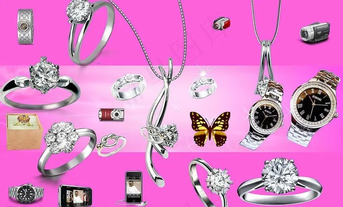 超大清晰珠宝钻石  手表 手机 蝴蝶图片