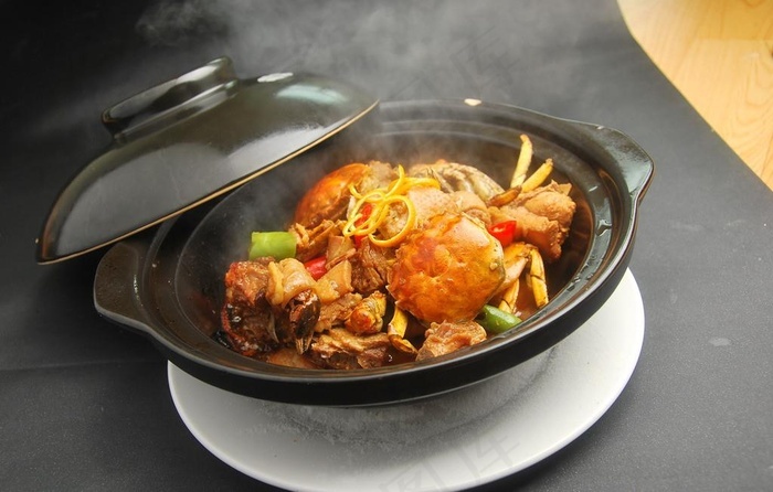 砂锅鸡煲蟹图片