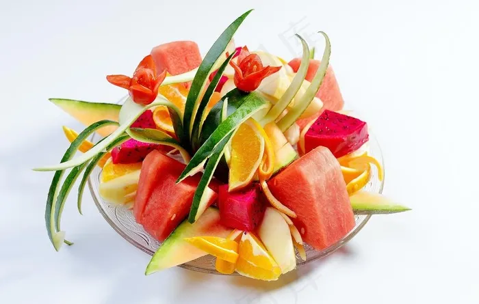 水果果盘夏季西瓜背景素材图片