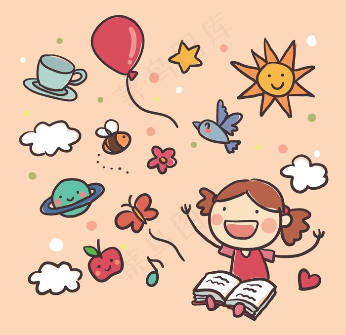菜鸟图库提供高质量设计素材下载, 本素材作品名称为卡通儿童背景插图