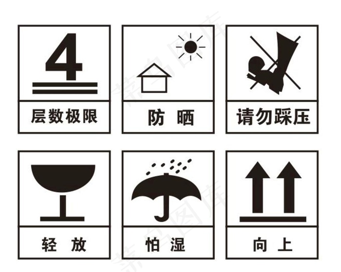 矢量纸箱包装运输标识图片cdr矢量模版下载