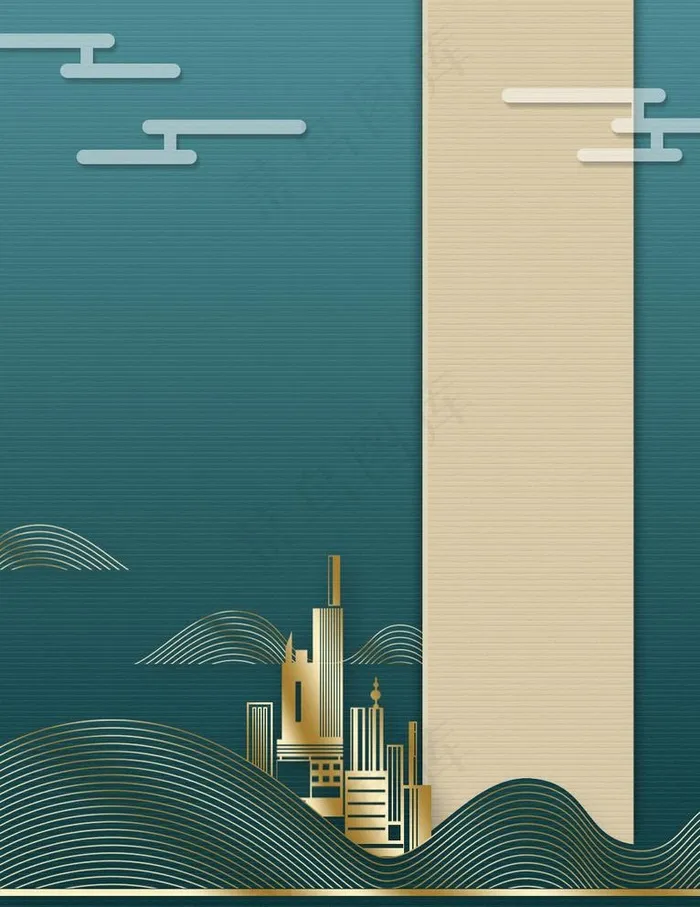 地产建筑新中式典雅海报背景图片