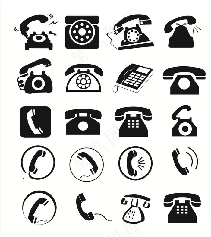 座机电话 图标 手机图标 矢量图片