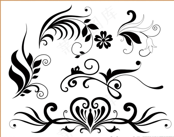 藤蔓树叶植物花纹图片cdr矢量模版下载