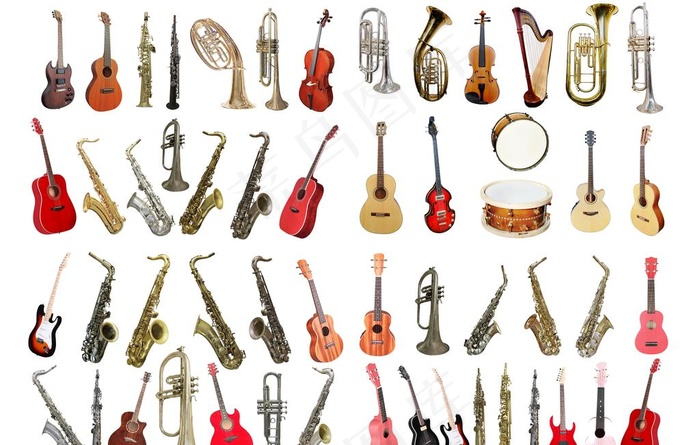 54种吉他萨克斯等乐器高清ps图片(6000x4000(dpi:300))psd模版下载