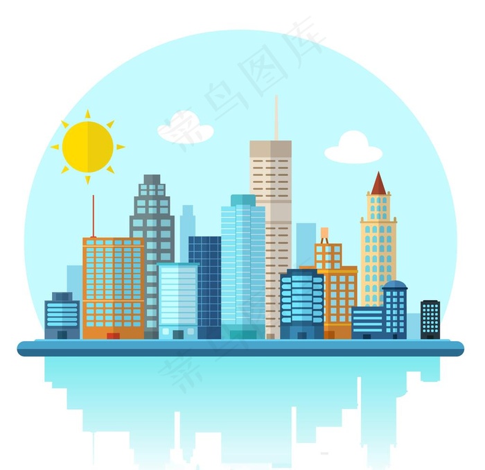 城市建筑插图图片eps,ai矢量模版下载