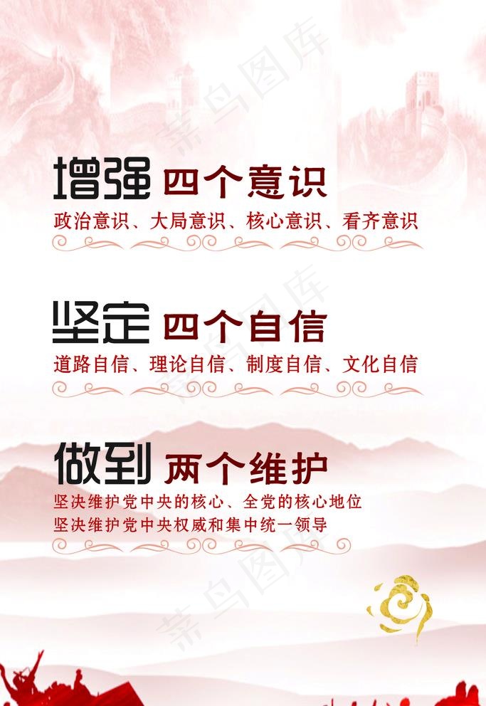 四个意识 四个自信 两个维护图片cdr矢量模版