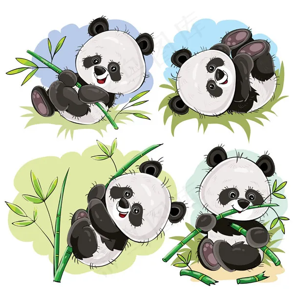 可爱熊猫和竹子