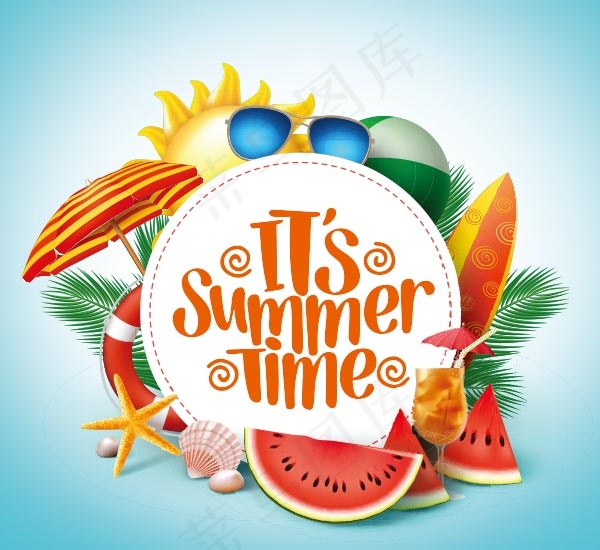 缤纷夏日主题元素eps,ai矢量模版下载