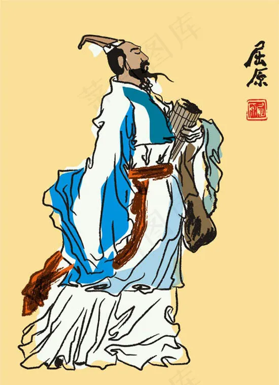 屈原画像矢量cdr矢量模版下载