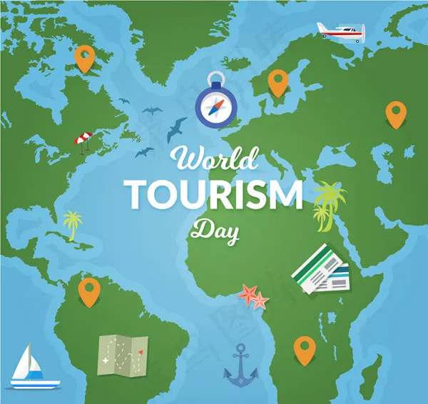 世界旅游日地图