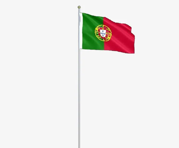 立体葡萄牙国旗旗杆免抠