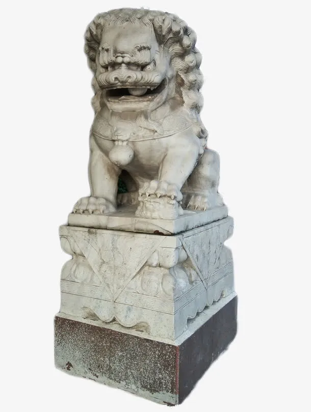 古代中国风石狮子墩免抠