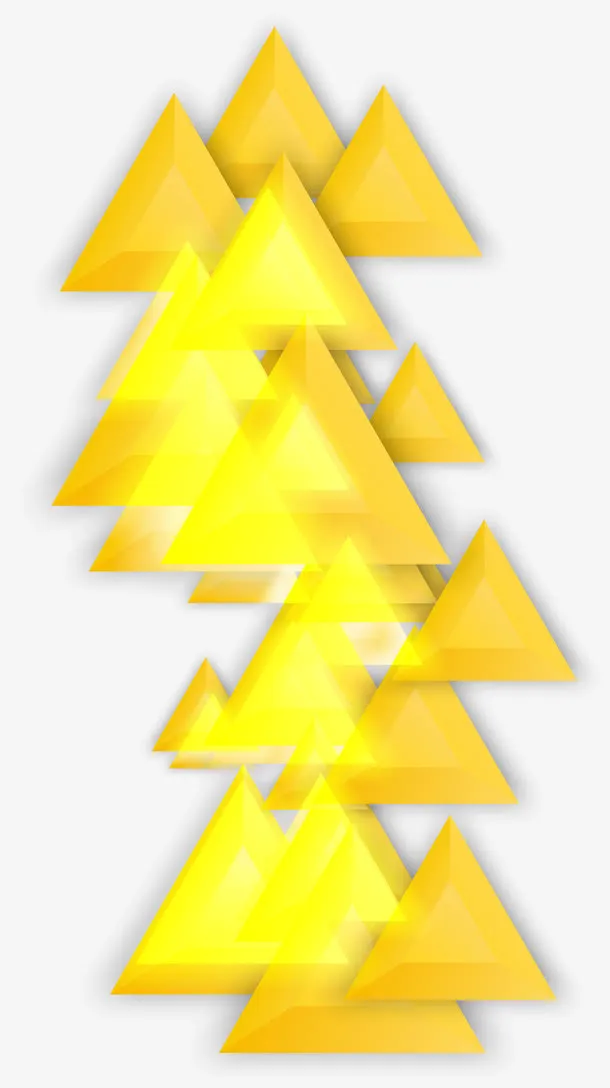 黄色渐变时尚三角形图案免抠