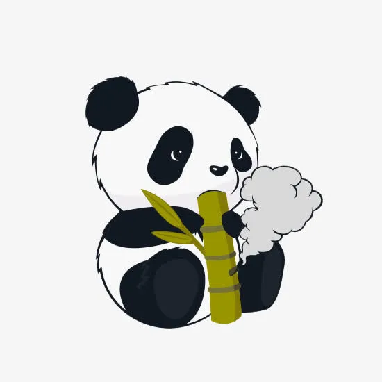 熊猫吃竹子卡通手绘免抠图免抠