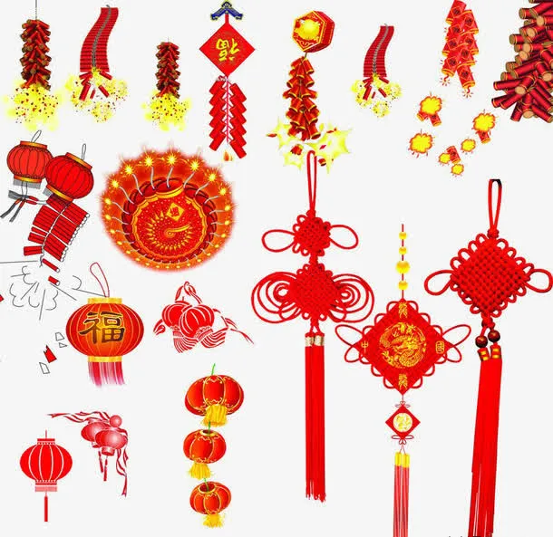 新年红色图片  中国风喜庆新年免抠