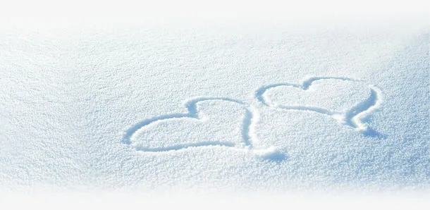 白色雪地上的爱心图案七夕情人节免抠