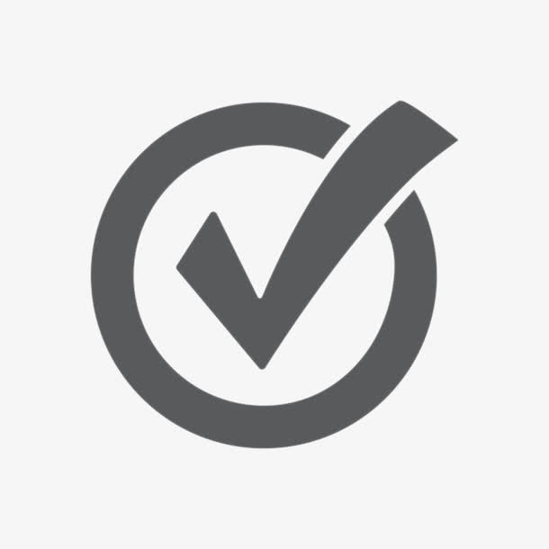 手绘黑色圆形对勾免抠图标元素