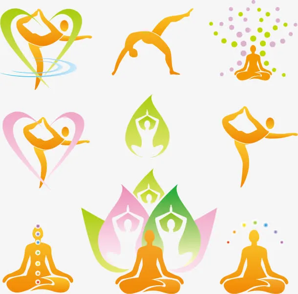 瑜伽logo矢量素材免抠