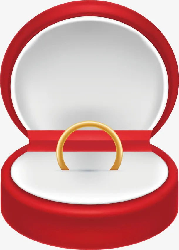 红色首饰盒结婚戒指免抠