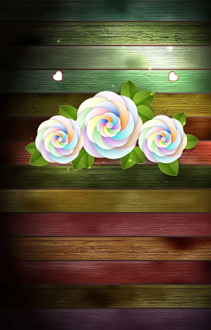 木板上彩色的花朵背景素材高清
