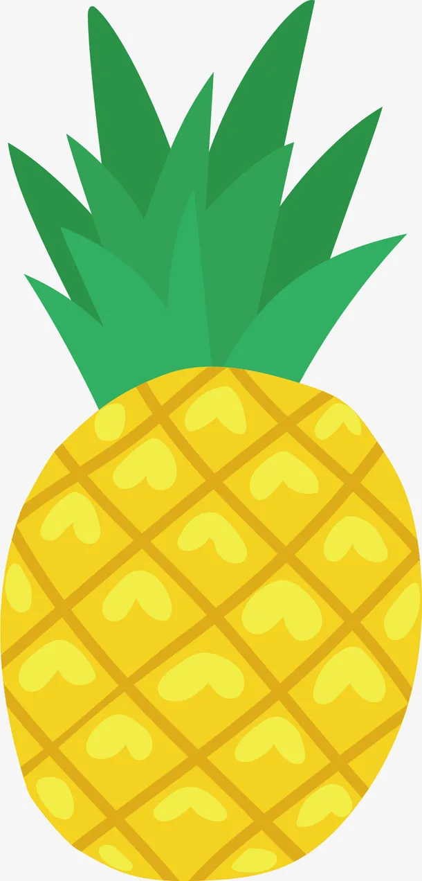金色卡通手绘菠萝免抠