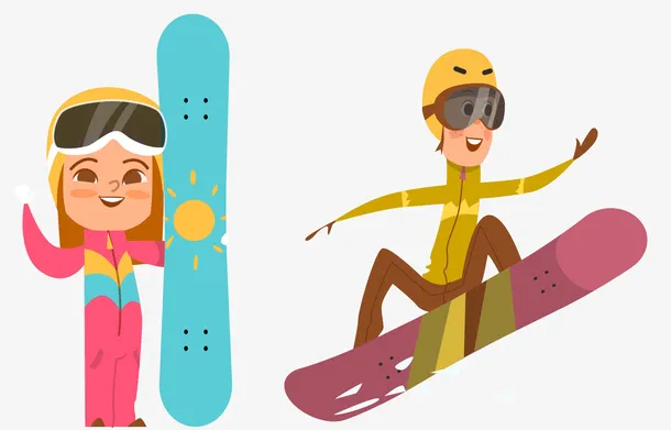 冬季滑雪运动矢量卡通图片免抠