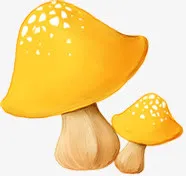 春天手绘漫画黄色蘑菇免抠