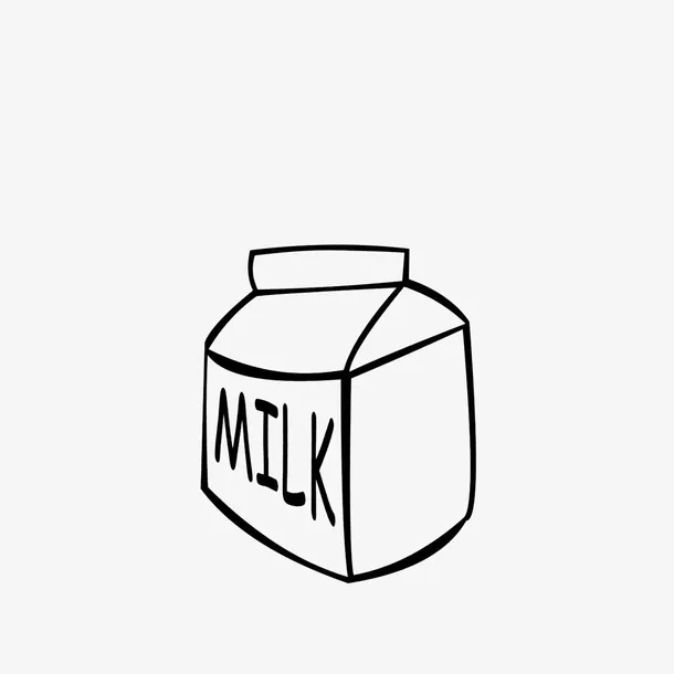 简笔手绘牛奶盒素材免抠