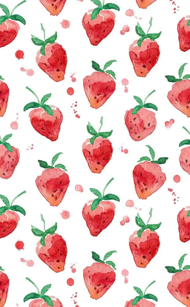 手绘彩色草莓平面图免抠