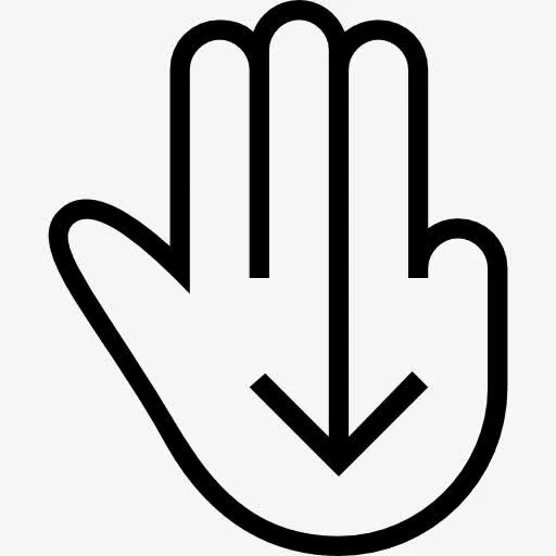 三个手指向下滑动手势的手势符号图标免抠