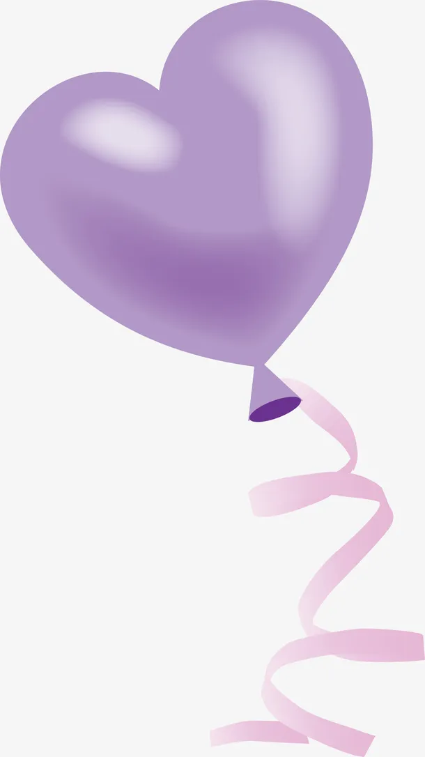 简单紫色爱心气球免抠