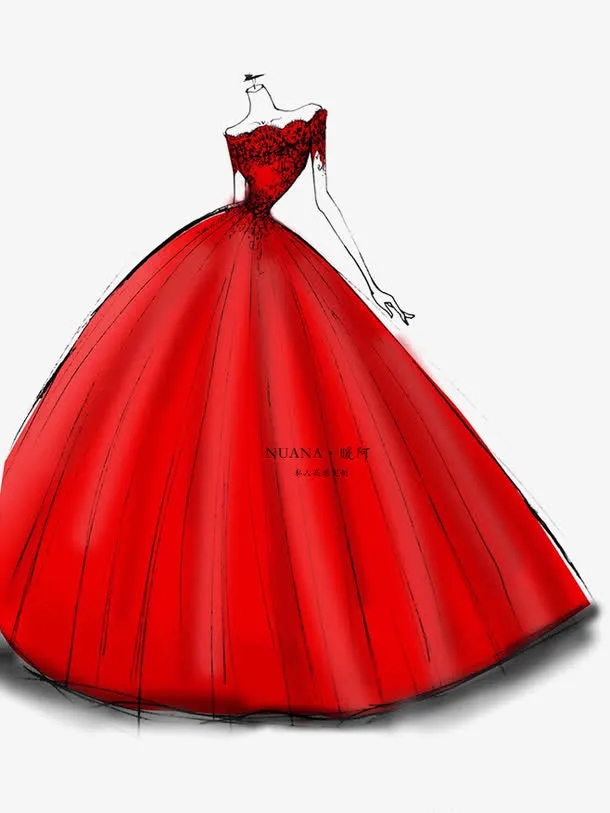 红色婚纱免抠