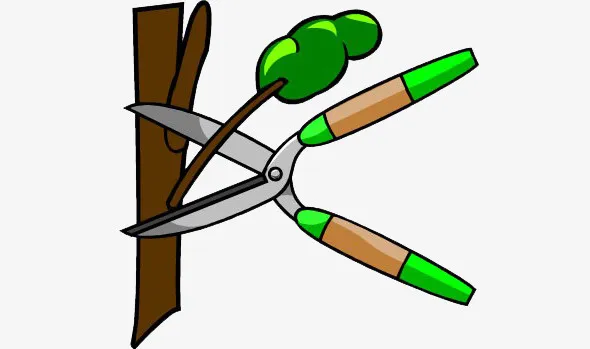 卡通修剪树枝的灰绿色剪刀免抠