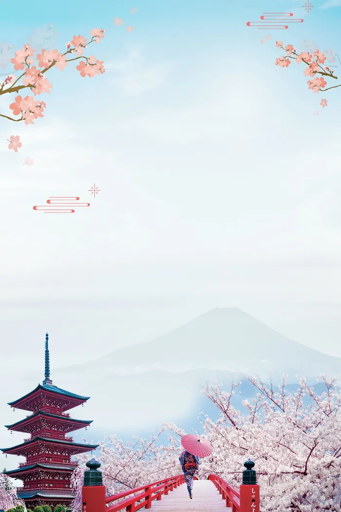日本旅游日本樱花背景模板高清