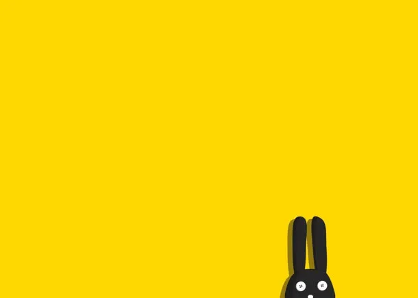 黄色卡通黑色小兔子壁纸免抠