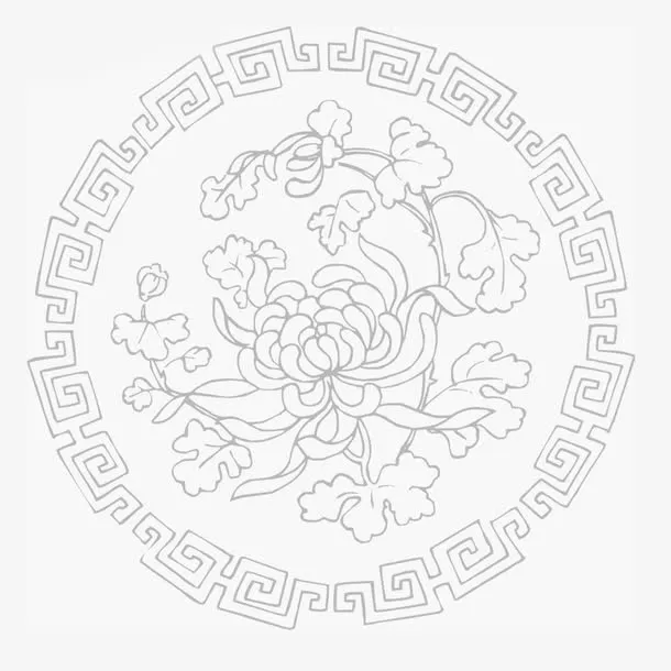 中国风圆形菊花纹理免抠装饰中国风元素