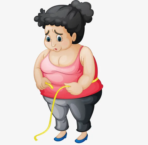 测量腰围的胖女人简图免抠