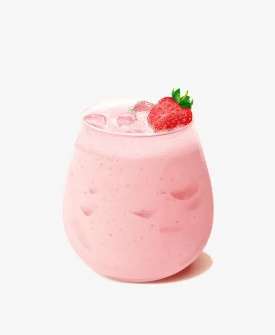 粉色草莓奶昔免抠